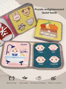 1pc Baby Soft Cloth Book With Sound, Fruit, Vegetable And Animal Cognition, Bite & Tear Resistant, Early Educational Toy For 0-1 Year Old