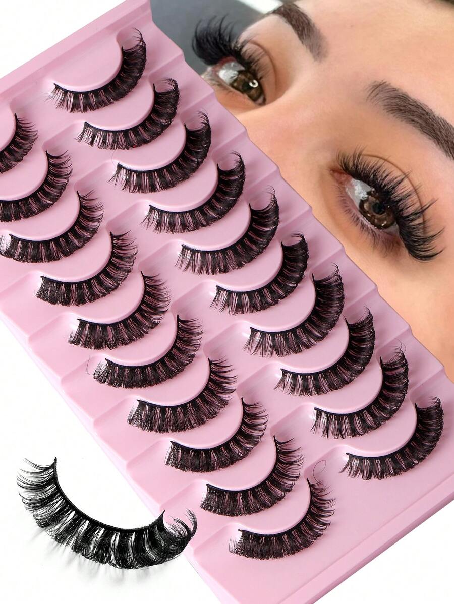 10 Pairs/Pack Fluffy Volume False Eyelashes Dramatic Messy Mink Lashes