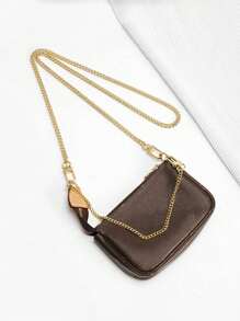 1件手提包肩帶，適用於斜挎包，金色鏈條肩帶，麻將包長鏈配件，腋下包鏈條替換帶，DIY改造配件，延長鏈，單肩包斜挎包通用DIY手工可拆卸肩帶手柄帶金屬替換鏈包配件 - 金色 - 查看 2