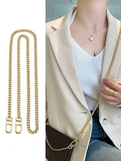 1PC Handbag Straps For Crossbody Bag Chain Golden Chain Shoulder Strap Mahjong Bag Long Chain Accessories Underarm Bag Chain Replacement Shoulder Strap DIY Modification Accessories Extension Chain Shoulder Bag Crossbody Bag Universal DIY Handmade Detachable Straps Handle Shoulder Metal Replacement Chains Bag Parts Accessories