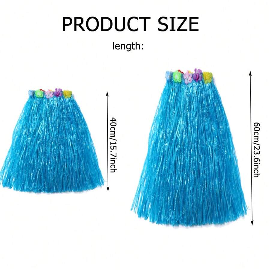 4 Stück Hula Gras Röcke - 2x80cm & 2x40cm, Hawaiianische Party Kostüme Für Luau & Strandparty
