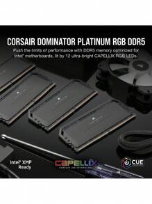 CORSAIR 海盜船統治者頂級白金版RGB DDR5記憶體32GB 64GB 6000 7200 7600MHz英特爾優化桌上型記憶體DHX冷卻XMP 3.0 - 黑色 - 查看 3