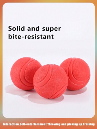 1pc Red Dog Chew Toy Rubber Ball For Puppy/Dog Teething Training, Solid Texture For Better Teeth Grinding, Scratch Marks Are Normal, Multiple Sizes Available, Recommend Choosing One Size Larger