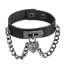 Yanxyad Punk Leather Chain Bracelet With Heart - Rock And Roll Wristband For Men And Women