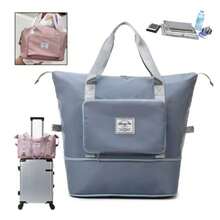 大容量可折叠旅行包 便携式可折叠轻便防水牛津布干湿分离运动包 女士。适用于旅行收纳袋、化妆包、化妆包、度假收纳包、大容量化妆品收纳盒化妆盒，适用于口红、刷子、护肤品、手机、硬币、小物品，适用于家庭、礼物、度假和节日万圣节圣诞节多功能用途 - 藍色 - 查看 1