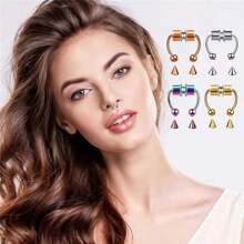 1pc  Women Fake Piercing Nose Ring Hoop Septum Non Piercing Nose Clip Rock HipHoop - Multicolor - View 6