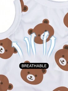 2pcs/Set Little Bear Printed Polyester Flea And Shedding Reduction Insulated Breathable Vest Suitable For Indoor And Outdoor Cats And Dogs
