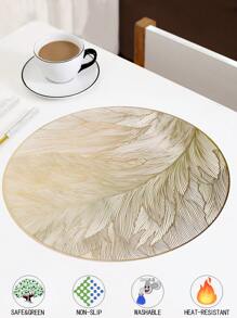 2-6 stuks goud ronde 15 inch veren waterdichte placemats, wasbaar, gemakkelijk schoon te maken, afveegbaar, antislip, hittebestendig, voor vakantie bruiloft feest festival tafeldecoratie