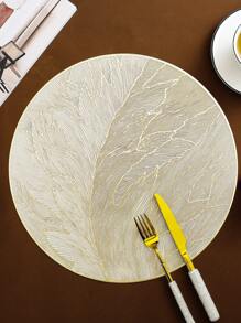 2-6 stuks goud ronde 15 inch veren waterdichte placemats, wasbaar, gemakkelijk schoon te maken, afveegbaar, antislip, hittebestendig, voor vakantie bruiloft feest festival tafeldecoratie