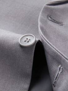 SOLOCOTE Tween Boy Solid Color Contrast Lapel Single-Breasted Long Sleeve Suit Jacket And Pants Set - Light Grey - View 9