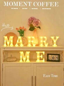 1pc 6.3 Inch Creative White Illuminated A-Z Letter Light, Numeric Shape Lamp, Battery Powered Alphabet Light, Home Decor Letter Lamp, Room Decor Letter Shape Night Light, Bedroom Decor, Wedding Decor, Party Decor, Birthday Decor, Desktop Decor Letter Light, Valentine's Day Decor Light, Proposal Scene Decor Light