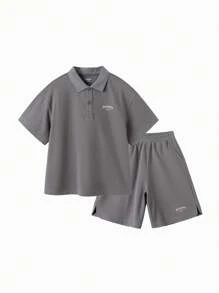 Balabala Conjunto de dos piezas de manga corta para niños y niñas, pequeños y mayores, ropa de verano sencilla y casual