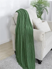 1pc Soft Textured Solid Color Knit Sofa Cover Blanket, Lightweight And Warm, Suitable For Living Room, Outdoor Home Use