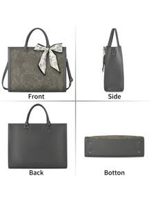 Laptop Bag For Women 15.6 Inch Laptop Tote Bag Waterproof Leather Computer Tote Bag Business Lightweight Office Briefcase Large Capacity Handbag Shoulder Bag - Grey - View 6