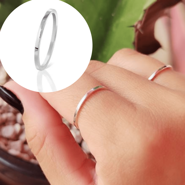 BAILARINA DE PRATA Anel de Prata 925 Aliança Fio Quadrado 1,2mm Legítima Garantia Feminino Minimalista