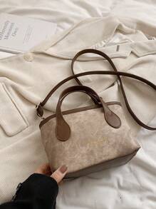 2024 Neuer modischer Damentasche mit Textur, Schulter- und Umhängedesign, einzigartiger Kleinserienhandtasche - Braun - Übersicht 1