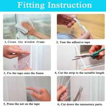 Cortina de red blanca para mosquitos y moscas para interiores de casa con cinta autoadhesiva para ventanas y puertas de cocina - Blanco - Ver 7