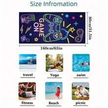 1pc Gaming Console Ultra-Fine Fiber Beach Towel - Soft, Absorbent, Quick-Drying - Great For Swimming, Camping, And Bathing - Navy Blue - View 2