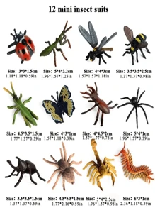 12pcs Realistic Mini Insect & Animal Model Set, Include Grasshopper, Butterfly, Ladybug, Dragonfly, Honeybee - Educational Collection & Display, Christmas/Easter/