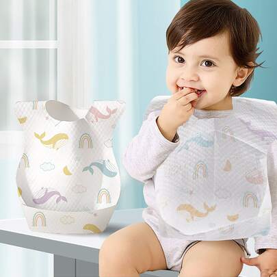 20pcs/Pack Lightweight, Disposable, Waterproof And Dirt-Proof Baby Bibs, Suitable For Daily Feeding