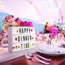 1pc Mini Cinema Light Box, 7.87inx5.9in (20cm X 15.24cm) - DIY Personalized Light Box Sign With Multiple Alphabet, Numbers And Symbols, Battery Or USB Powered (USB Cable Included), LED Light Box For Desk, Wall Decor, Suitable For Girls Bedroom, Bar, Birthday Party, Holiday, Home Decor