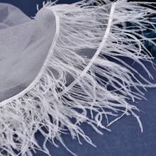 一件奢華的羽毛迷你披肩，閃亮的星空面紗斗篷，婚紗裝飾，女士披肩 - 彩色 - 查看 3