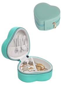 1 hộp đựng trang sức nhỏ hình trái tim du lịch đựng nhẫn cho bé gái hộp mini đựng hoa tai vòng cổ sắp xếp đồ trang sức bằng da PU di động dành cho phụ nữ - Nhiều màu - Xem 2