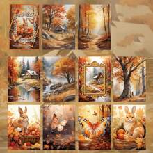 1包30張復古幻想風景主題手帳設計創意設計紙藝術室牆壁用品，適用於學校文具用品 - 1包 - 查看 14