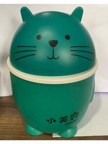 1 Pc Random Color Desktop Trash Can With Lid Mini Flip-Top Cartoon Style Cute Small Trash Can Japanese Style Household Trash Can Paper Basket - Multicolor - View 3