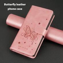 蝴蝶纹牛皮翻盖手机壳，带支架，高品质印花工艺，全套手机壳，兼容 11/12/13/14/15 Pro Max，兼容Galaxy S10/20/21/22/23/S24U/A05/A14/A24/A25/A34/A54，兼容OPPO，兼容vivo，兼容Redmi Note 11/12/13 Pro，兼容荣耀70/90/X7/X8/X6/X9 AB系列 - 粉色 - 查看 2
