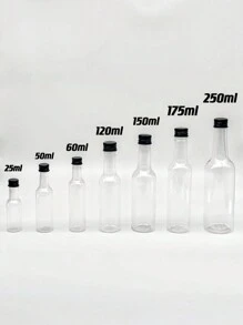 24pcs25 Ml/50 Ml/100 Ml/150 Ml Reusable PET Plastic Empty Wine Bottle Mini Bottles, Equipped With A 5 Cm Small Funnel And Perfect Carton Packaging, To Ensure The Of The Product During Transportation, Equipped With Gold/Black/Silver Three Color Optional Screw Aluminum Caps, Mini Wine Bottle