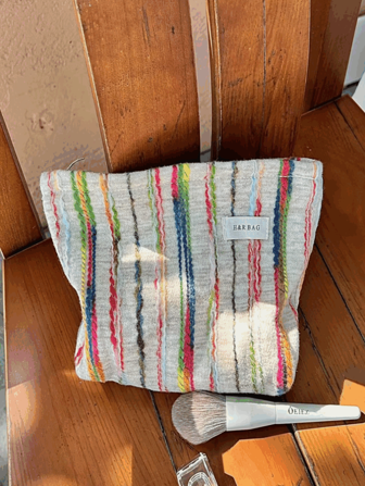 New Colorful Woven Cosmetic Bag Large Capacity Hand-Held Portable Toiletry Bag Travel Cosmetic Bag,Boho Vibes