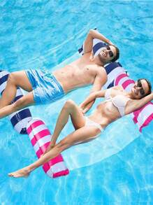 2pcs Inflatable Water Hammock Sofa Bed, Foldable Backrest Floating Chaise, Perfect For Pool Parties Pool Float, Beach Essentials, Beach Accessories - Multicolor - View 2