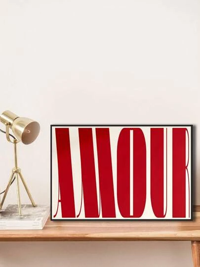 一張復古引言海報 - 「Relax and Enjoy, Amour, Happy Hour」藝術書法油畫。適用於臥室、客廳、書房、廚房、餐廳、浴室和任何室內空間的牆壁裝飾。不帶框架。