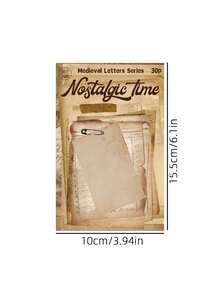1 Libro, 15 imágenes, 2 hojas por imagen / 30 hojas en total, Papel de material de letras retro para decoración de bricolaje para cuadernos, Serie de cartas de la Edad Media - Multicolor - Ver 10
