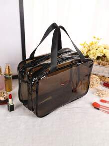 1PC Storage Bag Makeup Travel Bag Make Up Brush Bag Toiletry Bag Transparent Makeup Bag Made Of PVC Material, Hand-Held Toiletry Bag, Cosmetic Storage Bag, Beach Bag, Essential For Traveling Makeup Travel Toiletry Organizer Clear Essentials Gifts Storage Zipper Accessories Nail