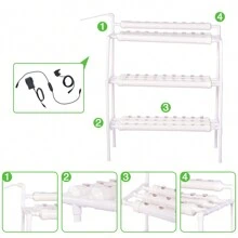 Hydroponic Growing System | Indoor Planting Kit With Water Pump | Soilless Cultivation Grow Box, Garden Cabinet Box, Indoor Planting Kit For Fruits, Vegetables - 白色(3層10管90孔) - 查看 6