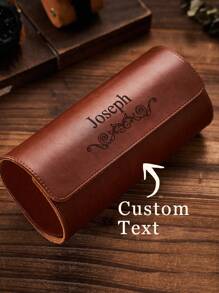 1pc Custom Leather Watch Case, Personalized Travel Watch Roll, Custom Text Leather Watch Box, Personalized Engraved Name Watch Organizer, Custom Watch Display Case, Watch Holder, Jewelry And Watch Storage Case, Pocket Watch Case, Custom Watch Case, Leather Watch Holder, Groomsman Gift, Wedding Gift, Anniversary Gift, Housewarming Gifts, Mother's Day Gift, Father's Day Gift, Gift For Mom/Dad, Gift For Him/Boyfriend/Husband, Gift For Her/Girlfriend/Wife Multi-Functional,Space-Saving,Reusable, Engraved Exquisite,Stylish,Fashionable,Vintage,High-Quality Custom,Personalized,Unique Ideal Gifts For Him Her,Boyfriend,Girlfriend,Dad,Mom,Family,Friends,Son,Daughter For Anniversaries,For Valentine's Day,For Mother's Day,For Birthdays,For Children's Day,For Father's Day,For Graduation,For Weddings,For Housewarming Living Room,Bedroom,Office,Tea Room,Home,Bathroom