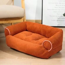 Cama sofá para mascotas con una sección y tres lados adecuada para perros de tamaño mediano con cojín para dormir suministros para mascotas - Multicolor - Ver 10