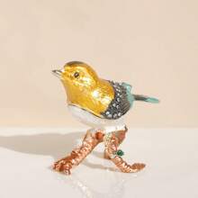 1pc Animal Themed Jewelry Box, Magpie Decorative Trinket Holder, Small Bird Jewelry Storage Box For Stud Earrings, Rings, Necklaces And Accessories