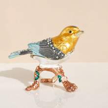 1pc Animal Themed Jewelry Box, Magpie Decorative Trinket Holder, Small Bird Jewelry Storage Box For Stud Earrings, Rings, Necklaces And Accessories