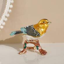 1pc Animal Themed Jewelry Box, Magpie Decorative Trinket Holder, Small Bird Jewelry Storage Box For Stud Earrings, Rings, Necklaces And Accessories
