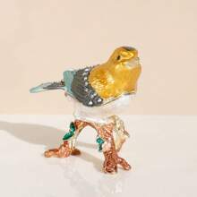 1pc Animal Themed Jewelry Box, Magpie Decorative Trinket Holder, Small Bird Jewelry Storage Box For Stud Earrings, Rings, Necklaces And Accessories