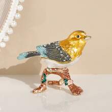 1pc Animal Themed Jewelry Box, Magpie Decorative Trinket Holder, Small Bird Jewelry Storage Box For Stud Earrings, Rings, Necklaces And Accessories