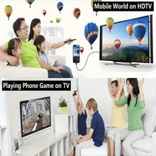 สายแปลงสัญญาณที่ใช้ร่วมกับ Samsung, , โทรศัพท์ ไปยัง TV/โปรเจคเตอร์ - ชาร์จไฟ, แคต 5e, ปลายปัก แบบผู้-ผู้ - สีดำ - ดู 2