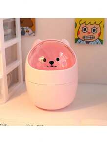 1 件桌面垃圾桶，迷你翻盖家用废纸篓，可爱 DIY 纸篓，带盖办公室收纳盒，可用作笔筒 [产品盖子是透明的，贴纸和贴纸将随机发送] - 彩色 - 查看 16