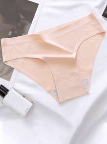 3pcs Women Seamless Solid Color Modal Bikini Panties, Minimalist Breathable Mid-Rise Underwear