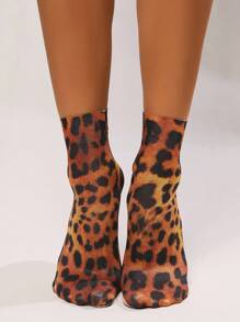 3 Pairs Of Leopard, Tiger, Snake And Python Print Thin Socks, Lightweight Soft Ankle Socks, Women's Knee-High Socks And Pantyhose