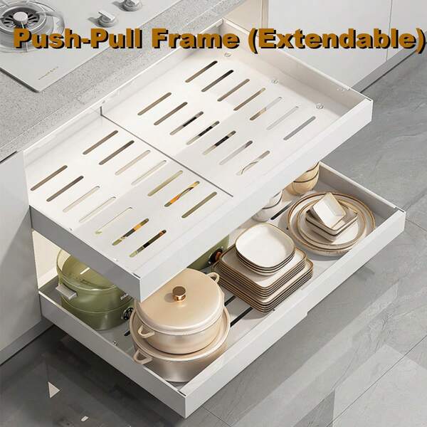 Pull Out Cabinet Organizer,Width Extensibility,Heavy Duty Storage And Organization Slide Out Pantry Shelves Sliding Drawer Pantry Shelf For Kitchen