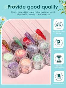CHOSEOS Acrylic Powder With 12 Colors, Pink Tone Sparkling Acrylic Nail Powder, Suitable For Valentine's Day Nail Art 3D Sculpting French Nails Extension, Spring/Summer French Nails, Holiday Gifts For Women And Girls